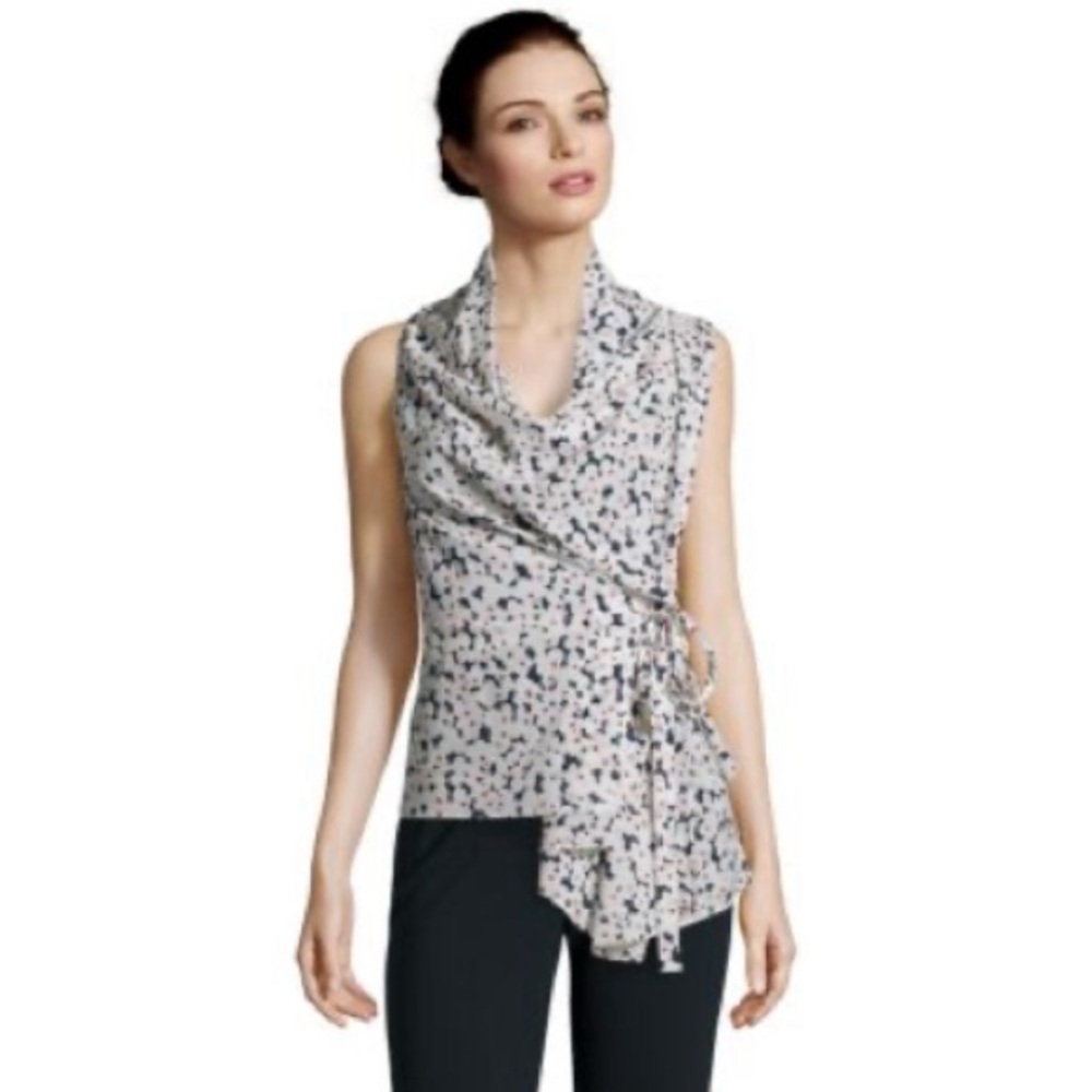 NWT Armani Collezioni Silk Blend Multicolor Crepe Blouse Sz.2